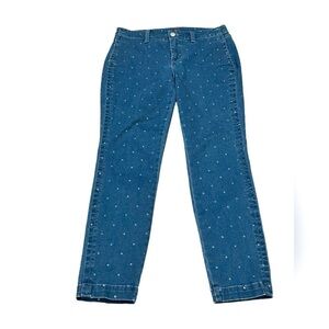 NYDJ Ami Skinny Polka Dot Medium Wash Jean Ankle Cut Stretch Size 6